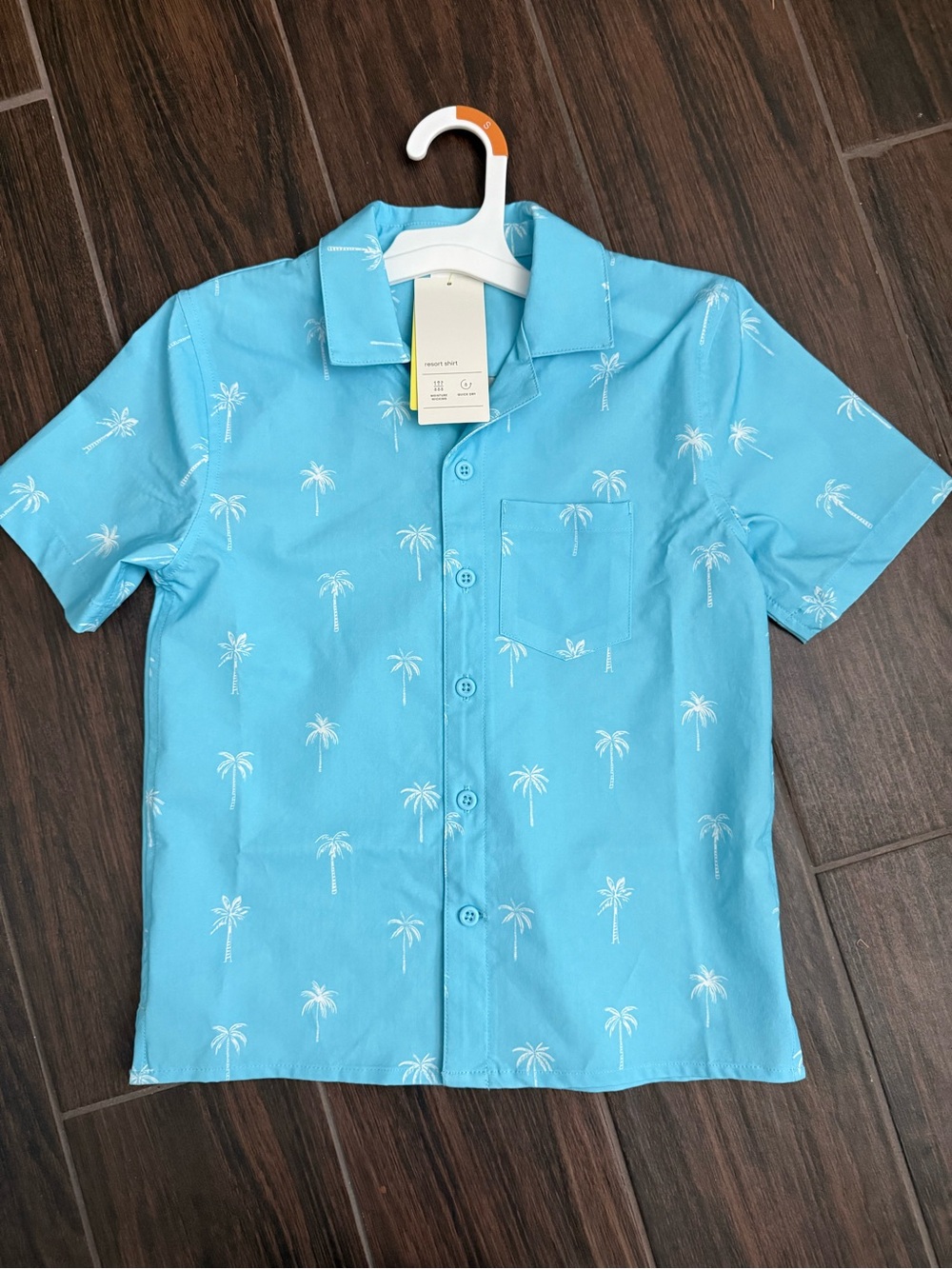 all in motion Boys Blue Short-Sleeve Palm Print Button-Down Shirt